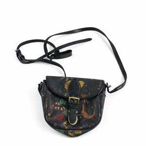Piero Guidi Magic Circus Black Leather Crossbody Saddle Bag Vintage Rare